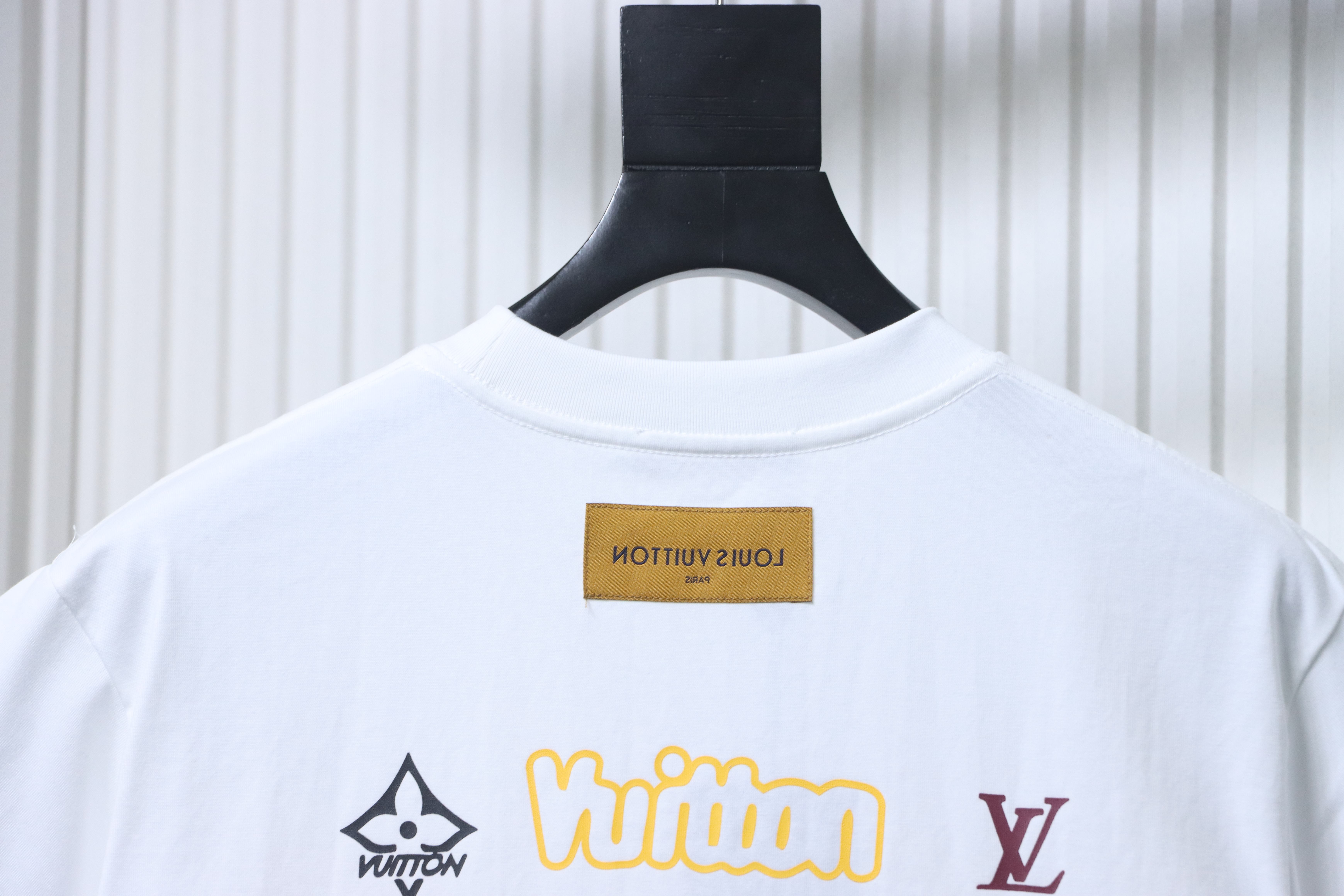 LOUIS VUITTON 26SS Print Crew Neck Logo Black Short Sleeve T-Shirt