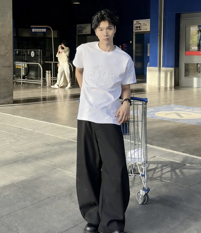 LOUIS VUITTON 26SS Print Crew Neck White Short Sleeve T-Shirt