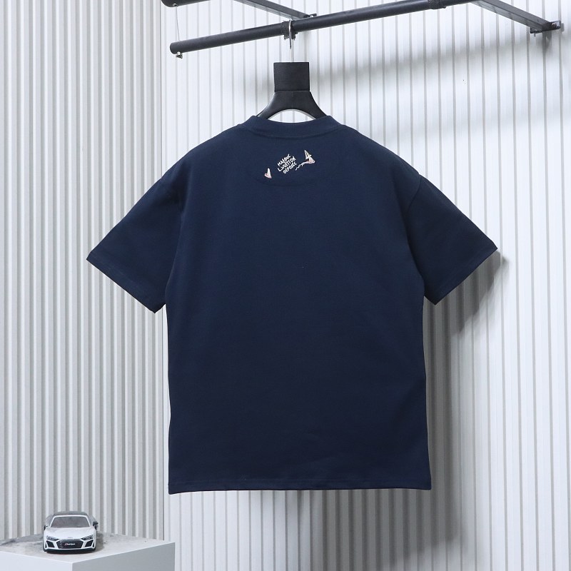 LOUIS VUITTON 26SS Sailing Logo Embroidery Logo Black Short Sleeve T-Shirt Style 1