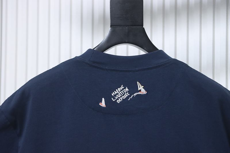 LOUIS VUITTON 26SS Sailing Logo Embroidery Logo Black Short Sleeve T-Shirt Style 1