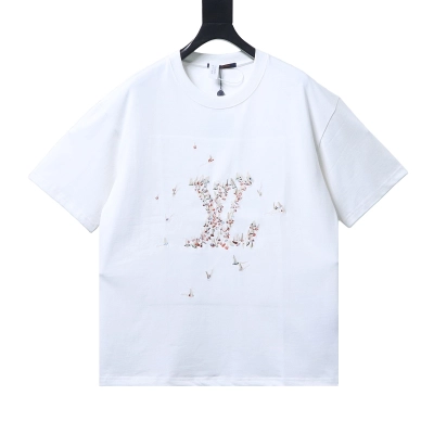 LOUIS VUITTON 26SS Sailing Logo Embroidery Logo Black Short Sleeve T-Shirt Style 2 01