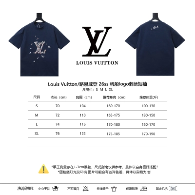 LOUIS VUITTON 26SS Sailing Logo Embroidery Logo White Short Sleeve T-Shirt 02