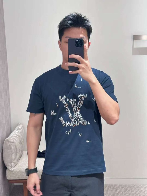 LOUIS VUITTON 26SS Sailing Logo Embroidery Logo White Short Sleeve T-Shirt