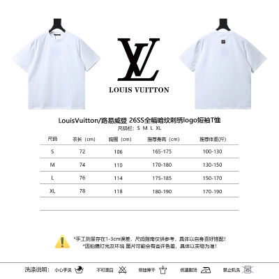 LOUIS VUITTON 26SS Tonal Pattern Embroidery Logo Black White Short Sleeve T-Shirt 02