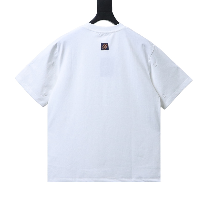LOUIS VUITTON 26SS Tonal Pattern Embroidery Logo Black White Short Sleeve T-Shirt