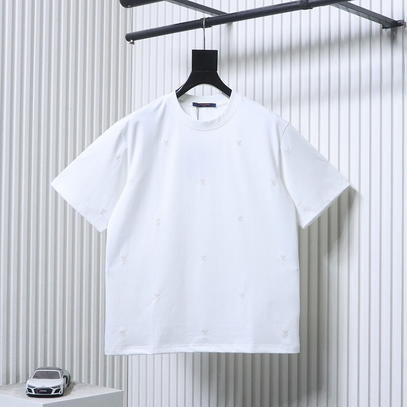 LOUIS VUITTON 26SS Tonal Pattern Embroidery Logo Black White Short Sleeve T-Shirt