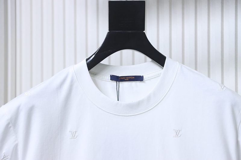 LOUIS VUITTON 26SS Tonal Pattern Embroidery Logo Black White Short Sleeve T-Shirt