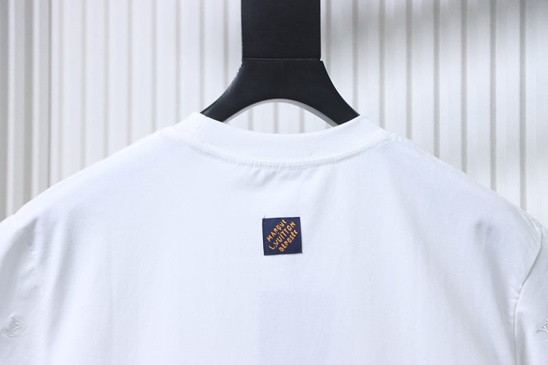 LOUIS VUITTON 26SS Tonal Pattern Embroidery Logo Black White Short Sleeve T-Shirt