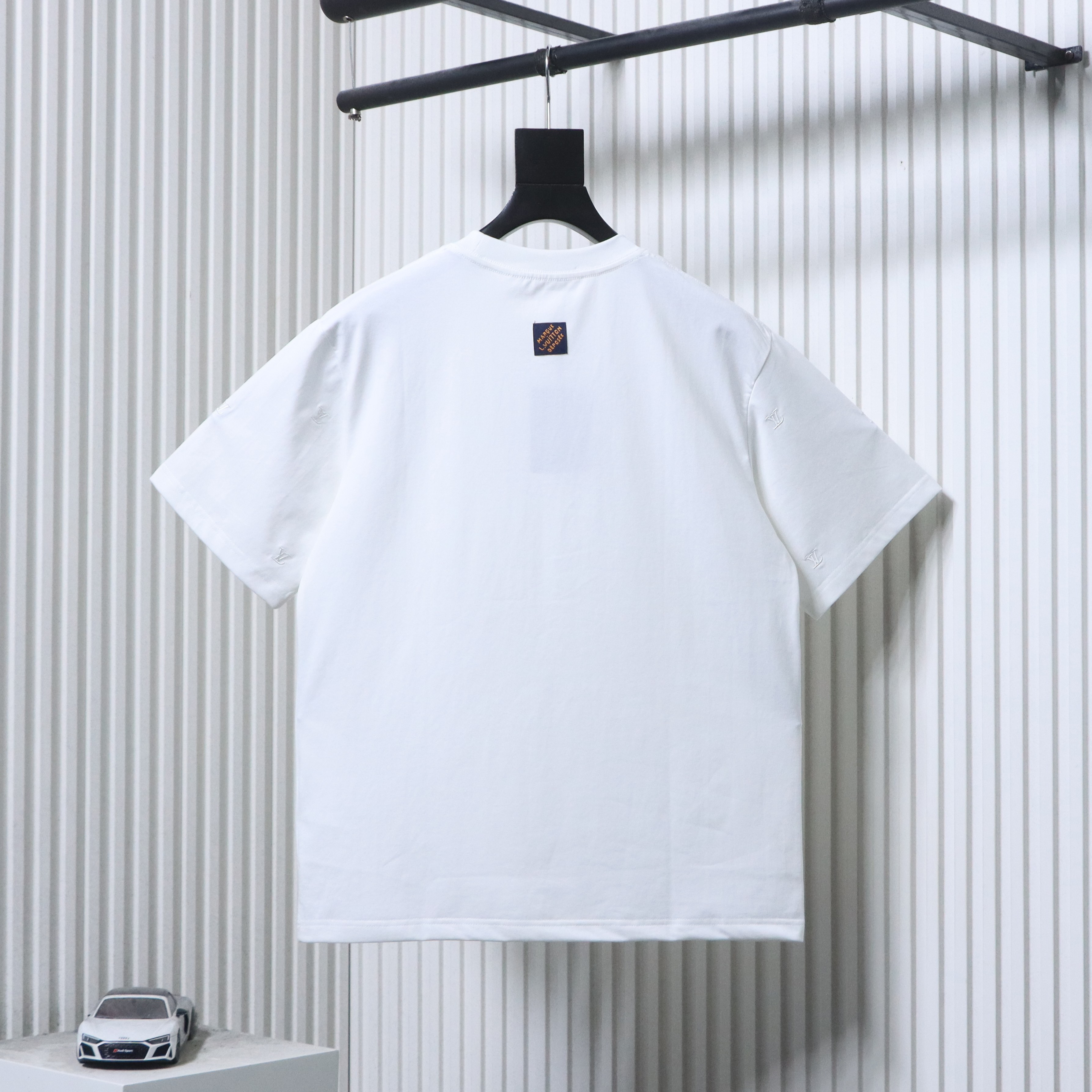 LOUIS VUITTON 26SS Tonal Pattern Embroidery Logo Black White Short Sleeve T-Shirt
