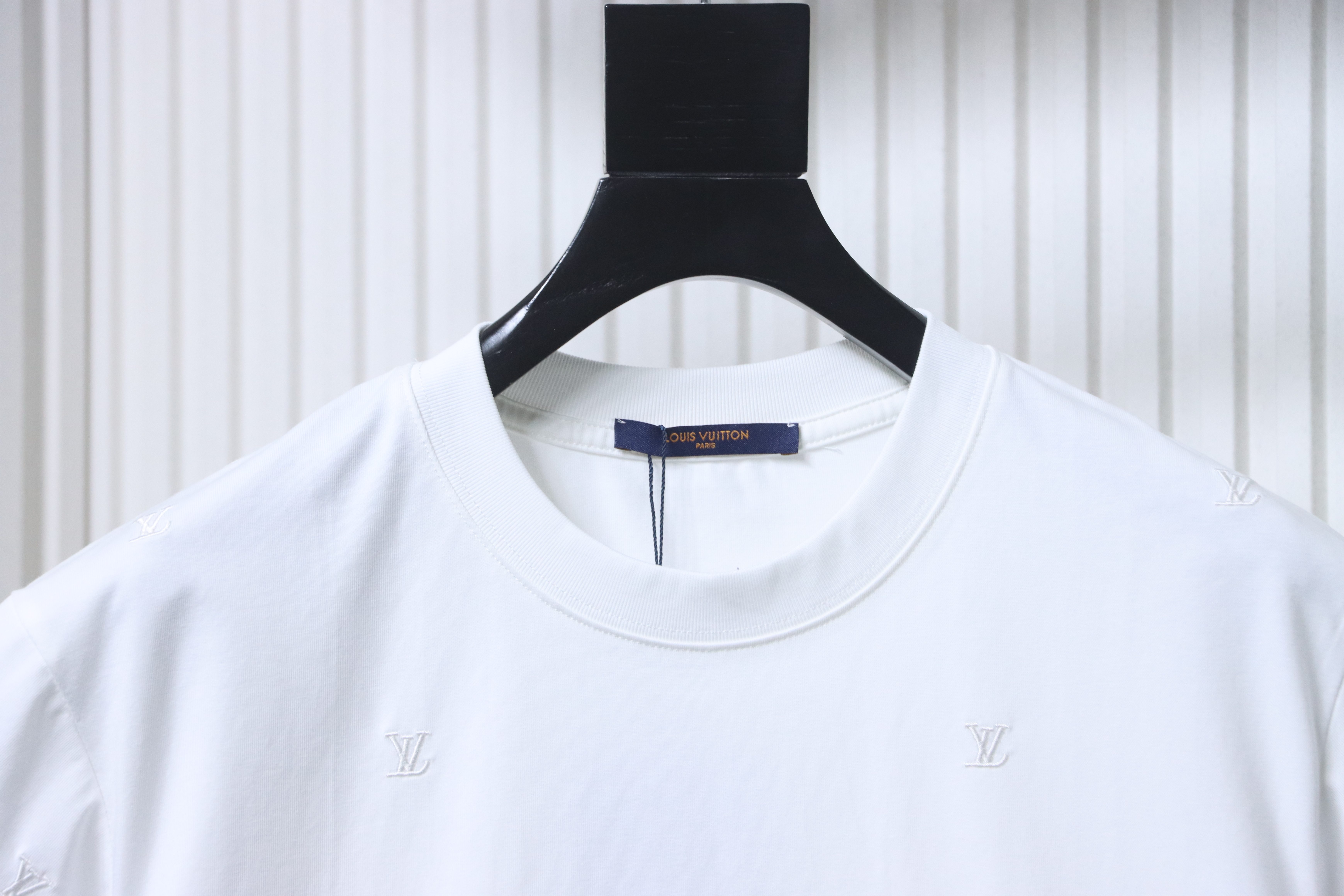LOUIS VUITTON 26SS Tonal Pattern Embroidery Logo Black White Short Sleeve T-Shirt