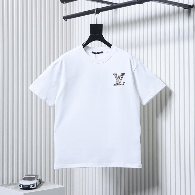 LOUIS VUITTON 26SS Triple Flower Embroidery Logo Black White Short Sleeve T-Shirt