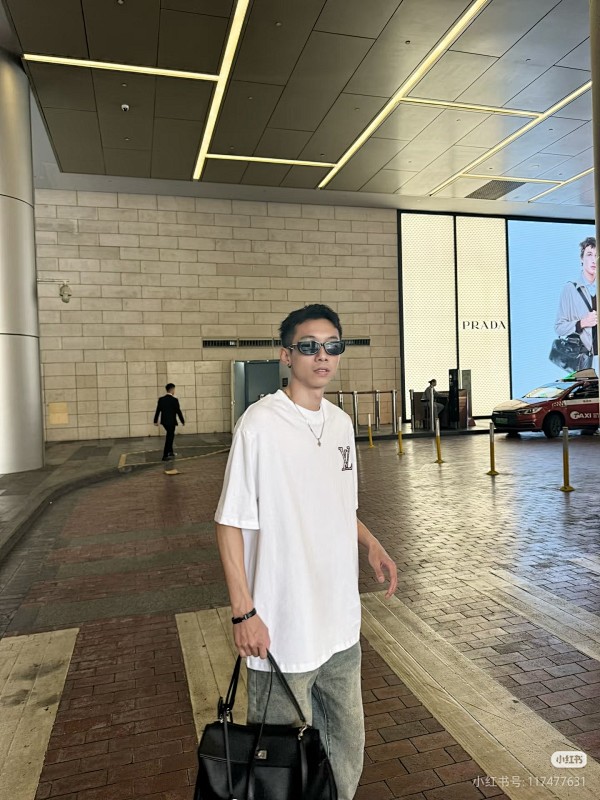 LOUIS VUITTON 26SS Triple Flower Embroidery Logo Black White Short Sleeve T-Shirt