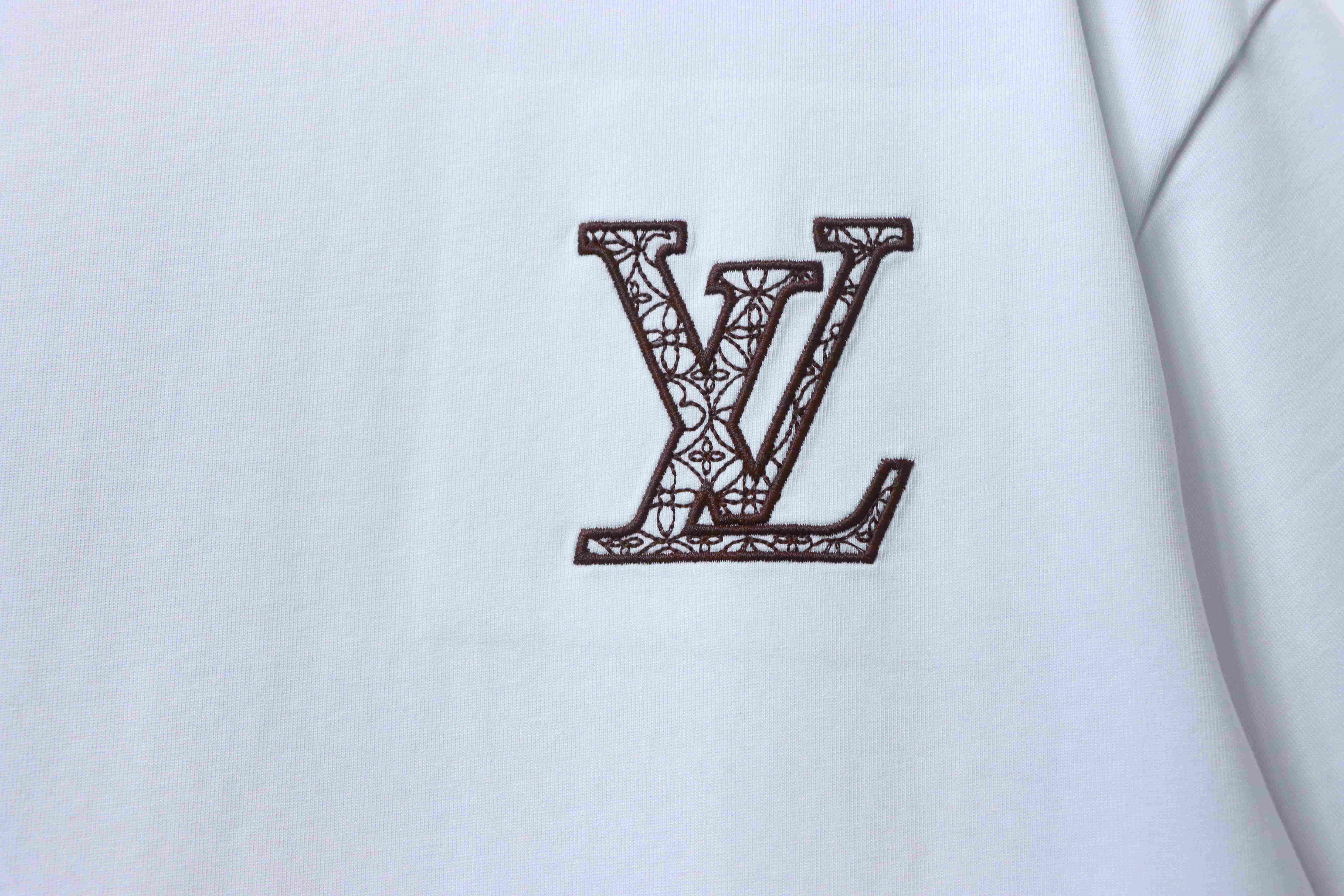 LOUIS VUITTON 26SS Triple Flower Embroidery Logo Black White Short Sleeve T-Shirt