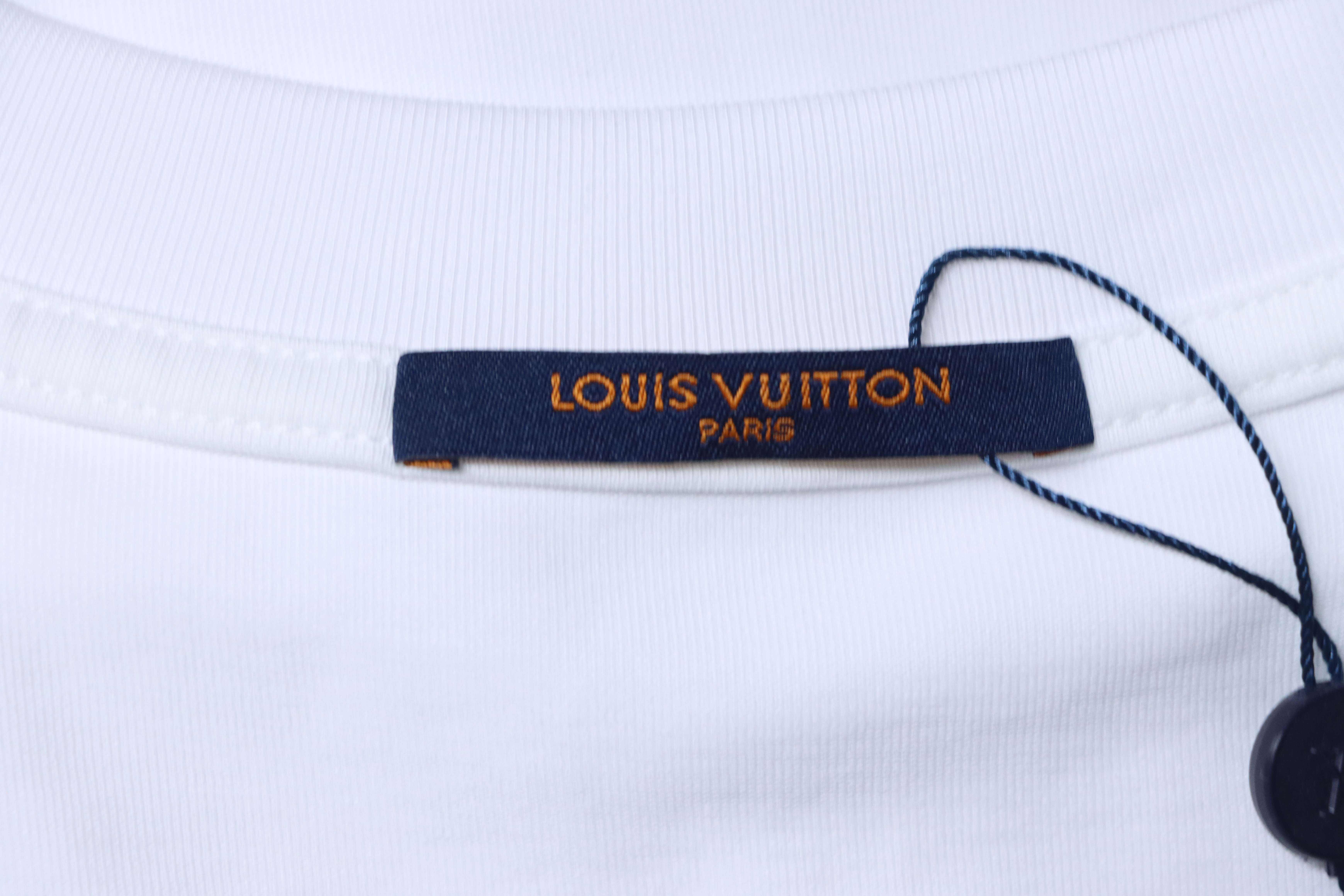 LOUIS VUITTON 26SS Triple Flower Embroidery Logo Black White Short Sleeve T-Shirt