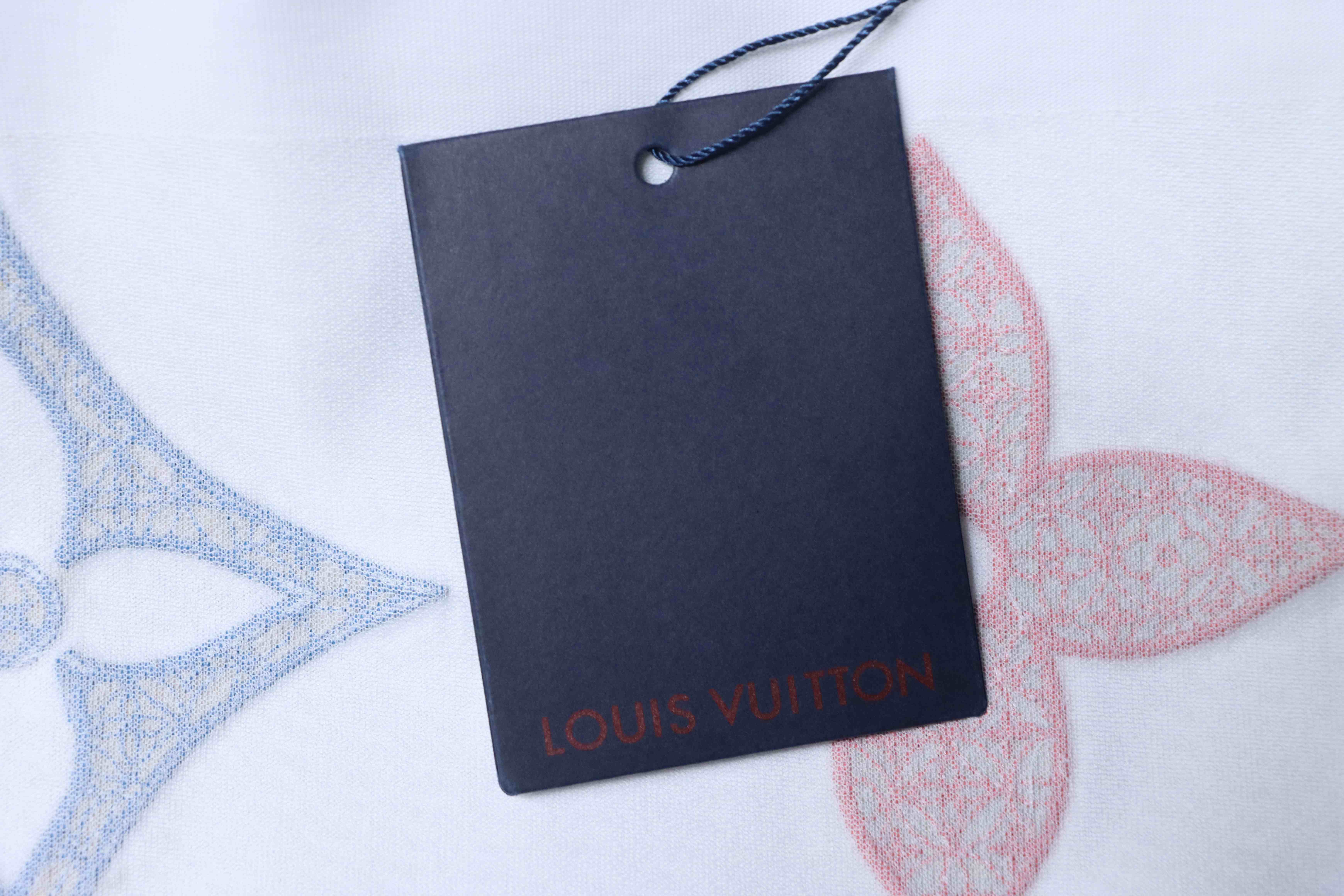 LOUIS VUITTON 26SS Triple Flower Embroidery Logo Black White Short Sleeve T-Shirt