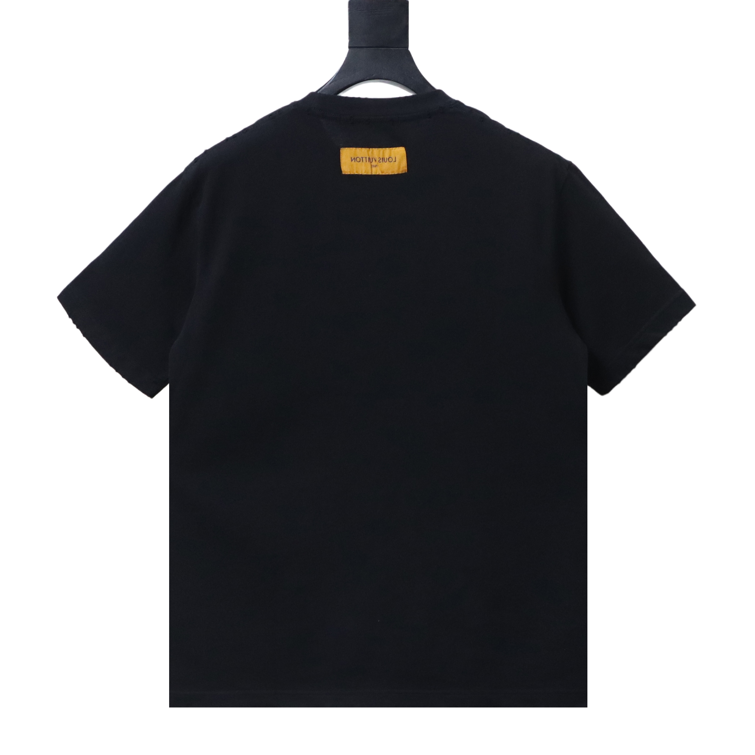 LOUIS VUITTON 26SS Triple Flower Hem Embroidery Crew Neck Black Short Sleeve T-Shirt