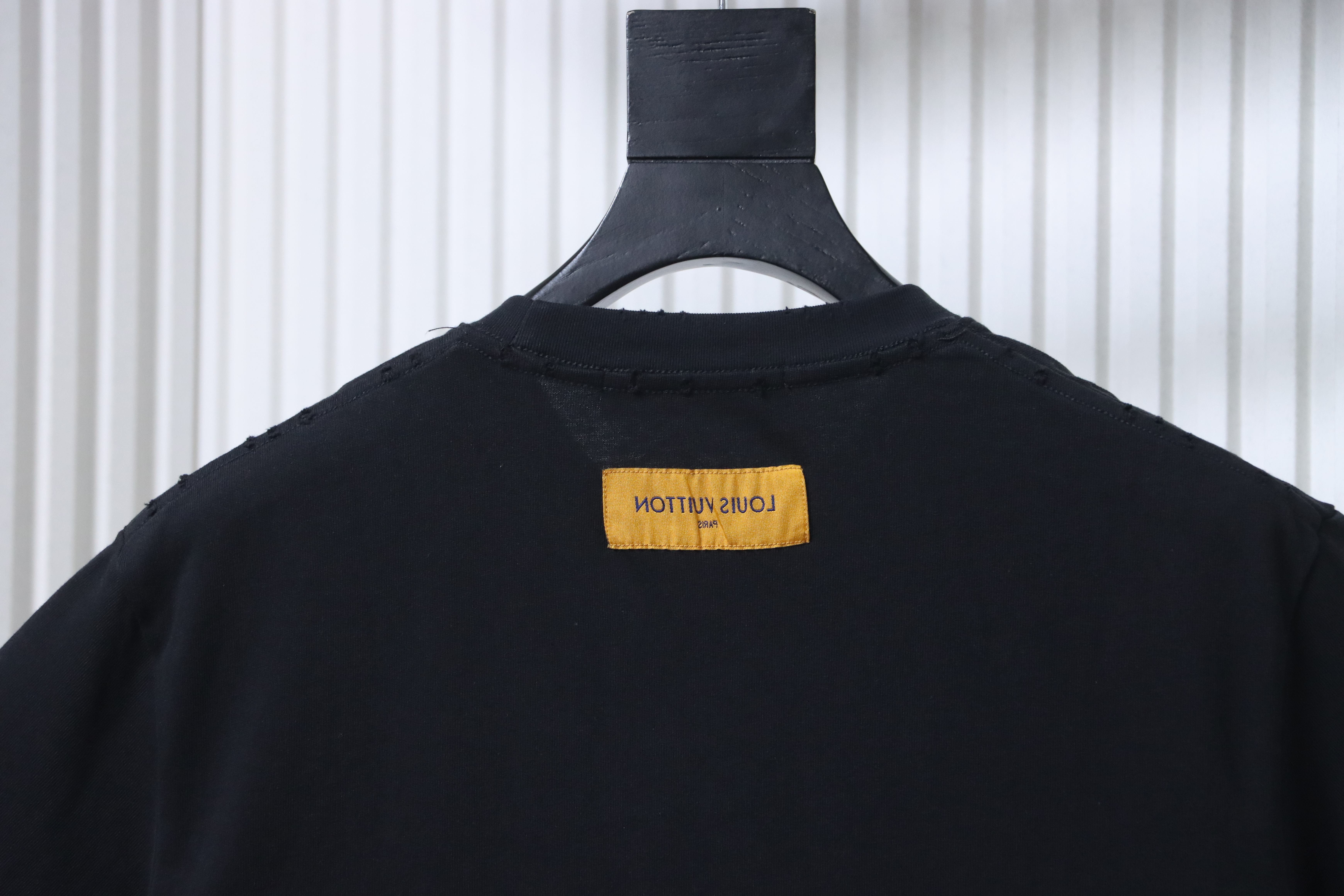 LOUIS VUITTON 26SS Triple Flower Hem Embroidery Crew Neck Black Short Sleeve T-Shirt
