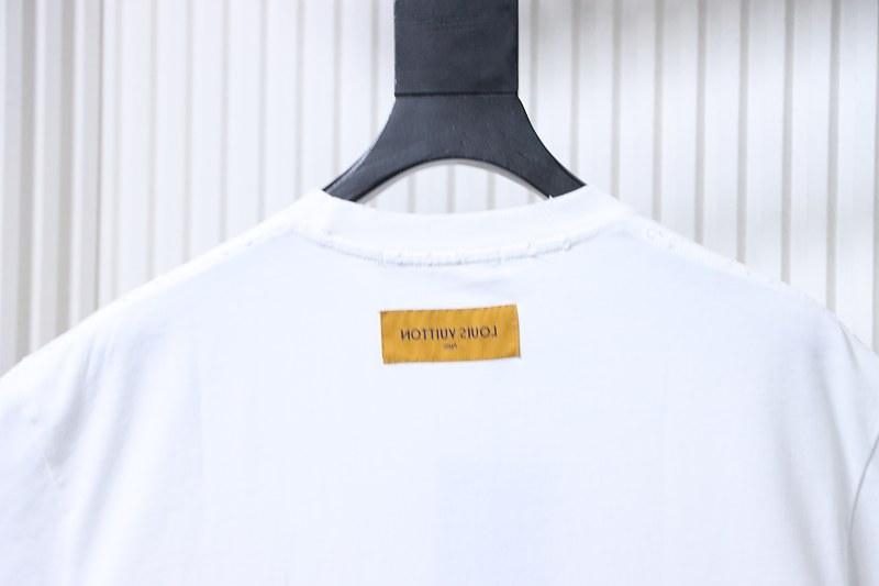 LOUIS VUITTON 26SS Triple Flower Hem Embroidery Crew Neck White Short Sleeve T-Shirt