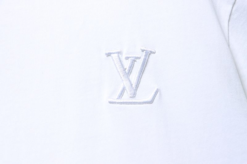 LOUIS VUITTON 26SS Triple Flower Hem Embroidery Crew Neck White Short Sleeve T-Shirt