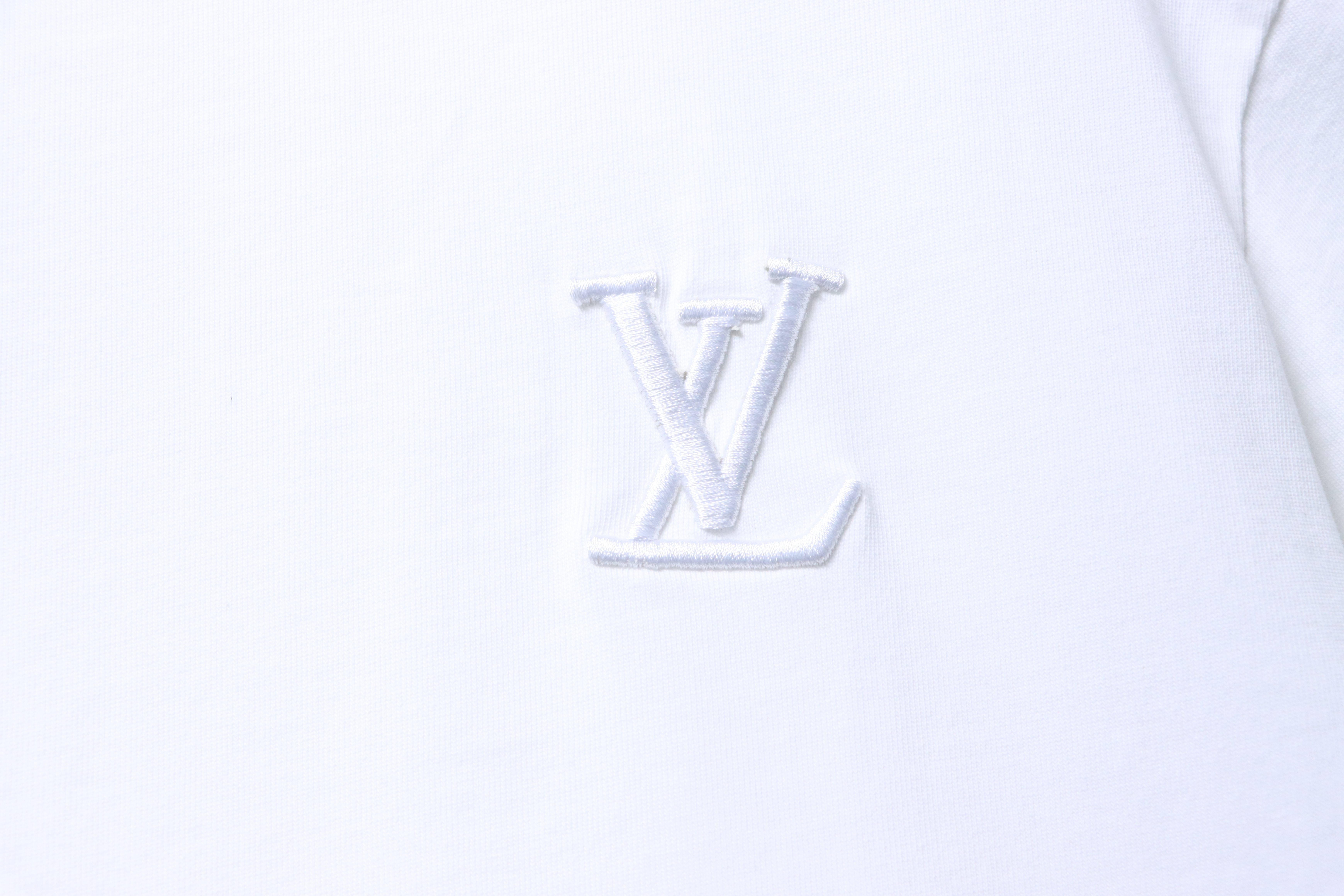 LOUIS VUITTON 26SS Triple Flower Hem Embroidery Crew Neck White Short Sleeve T-Shirt