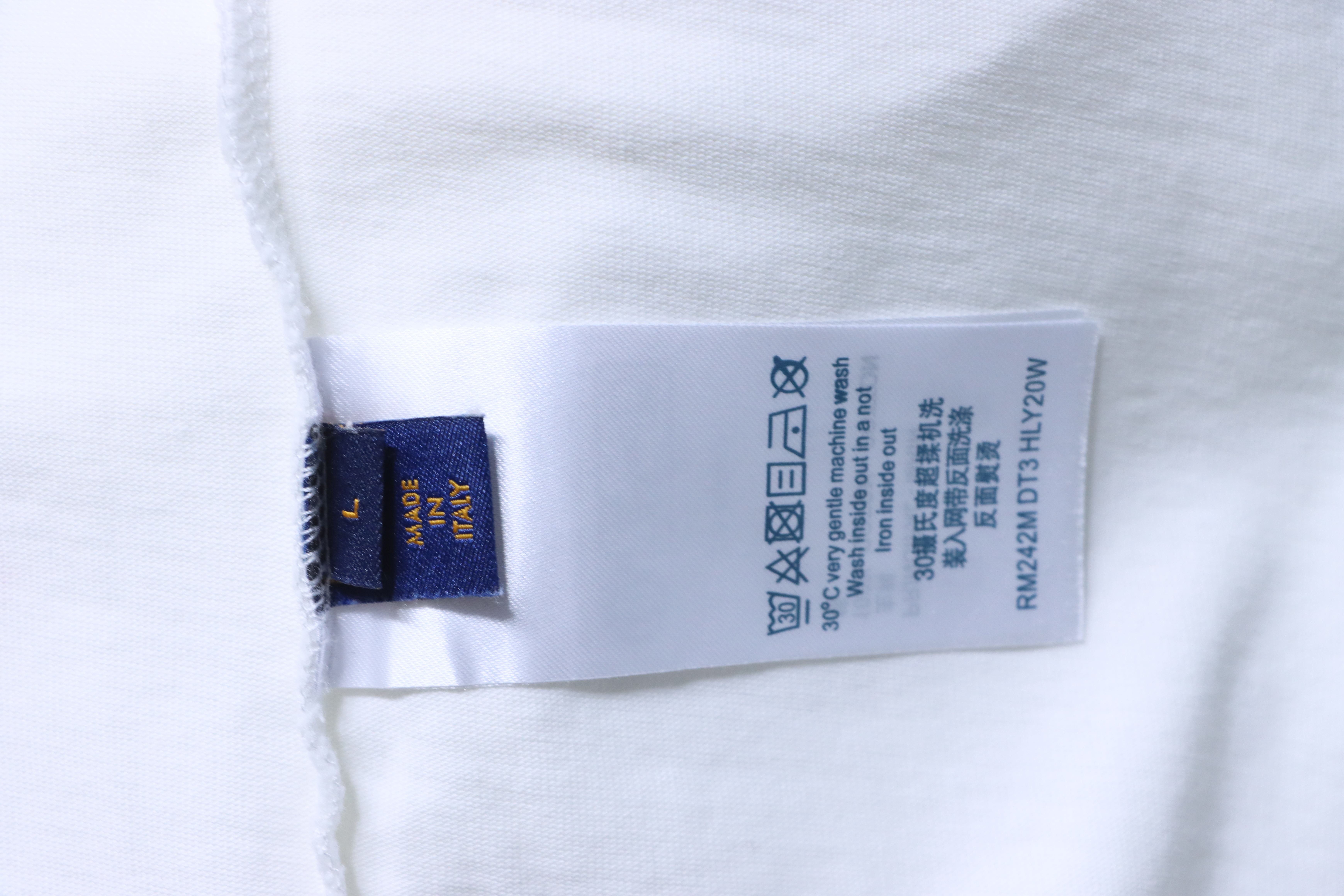 LOUIS VUITTON 26SS Triple Flower Hem Embroidery Crew Neck White Short Sleeve T-Shirt
