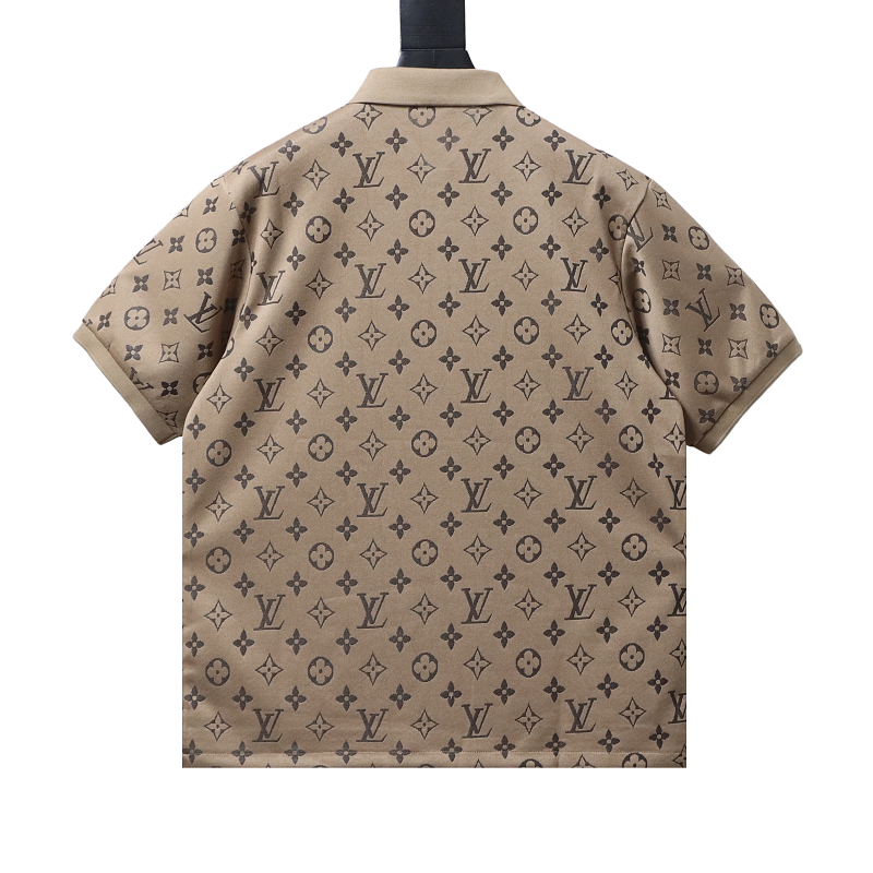LOUIS VUITTON Allover Monogram Allover Print Short Sleeve Polo Shirt