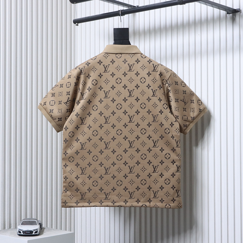 LOUIS VUITTON Allover Monogram Allover Print Short Sleeve Polo Shirt