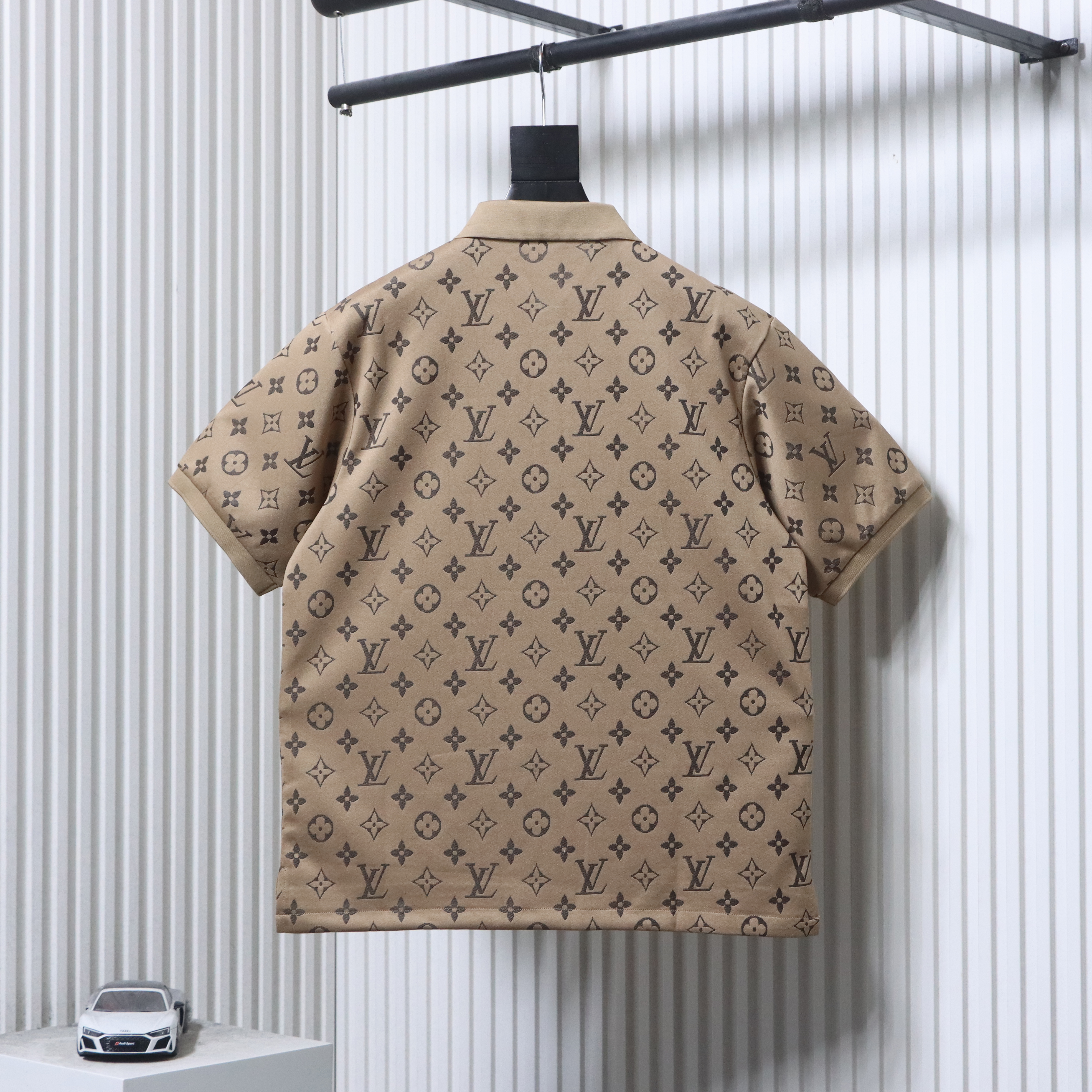 LOUIS VUITTON Allover Monogram Allover Print Short Sleeve Polo Shirt