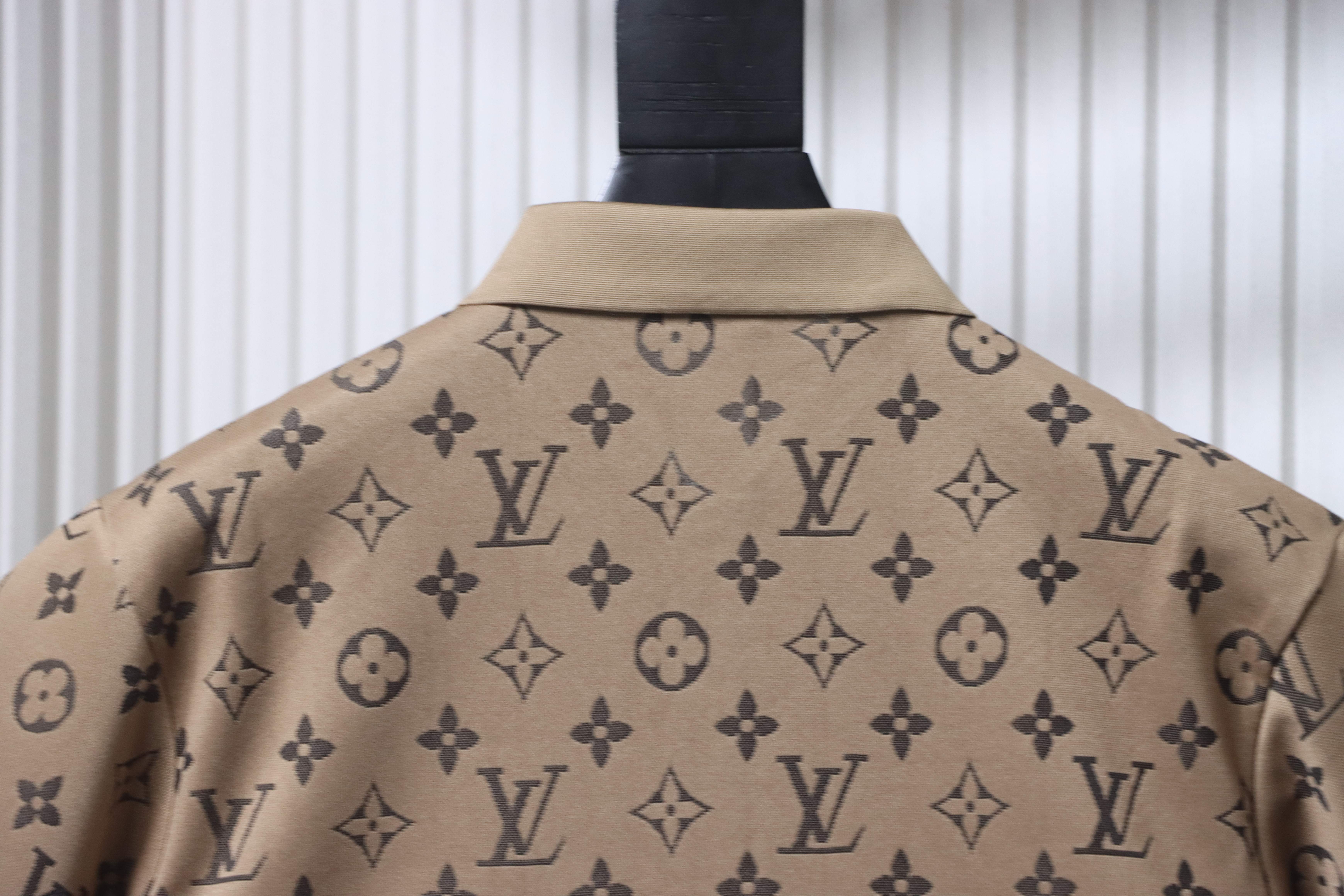 LOUIS VUITTON Allover Monogram Allover Print Short Sleeve Polo Shirt
