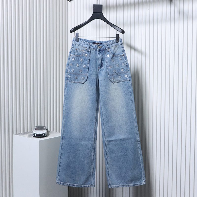 LOUIS VUITTON Allover Print Denim Short Sleeve T-Shirt