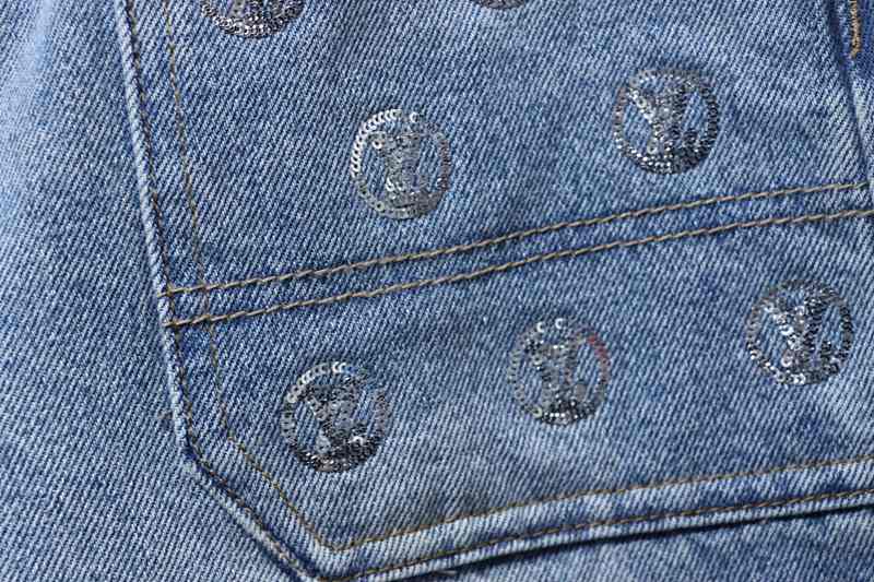 LOUIS VUITTON Allover Print Denim Short Sleeve T-Shirt