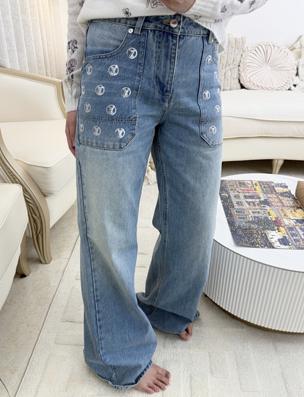 LOUIS VUITTON Allover Print Denim Short Sleeve T-Shirt