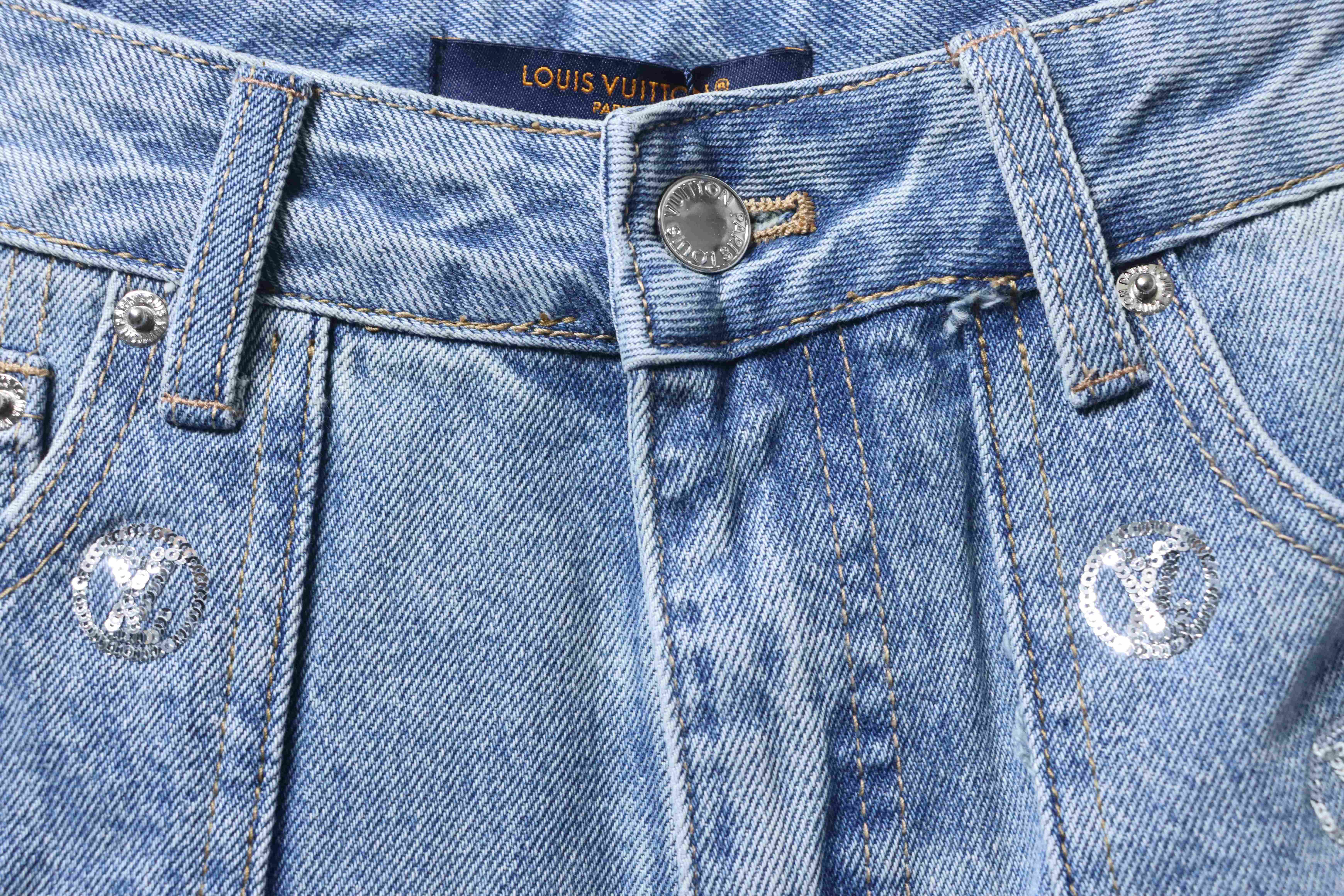 LOUIS VUITTON Allover Print Denim Short Sleeve T-Shirt