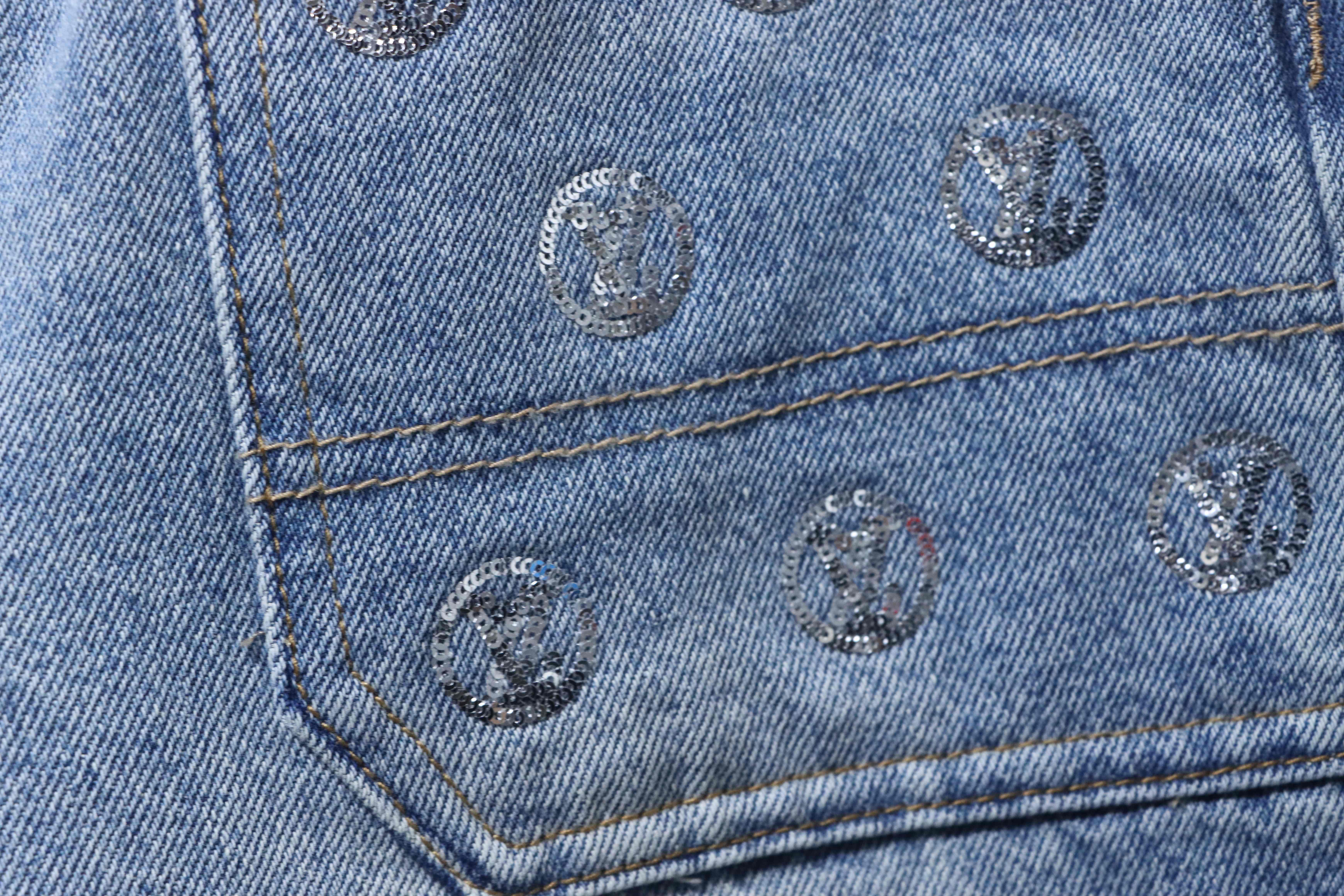 LOUIS VUITTON Allover Print Denim Short Sleeve T-Shirt