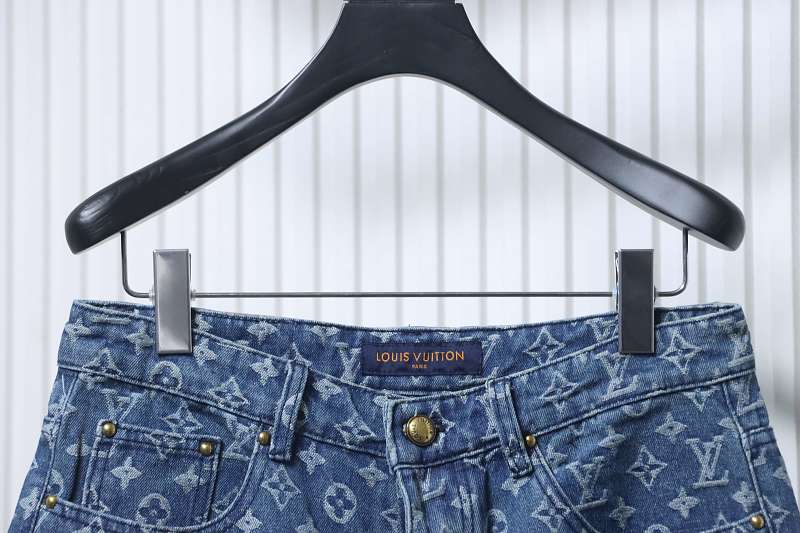 LOUIS VUITTON Allover Print Denim Shorts