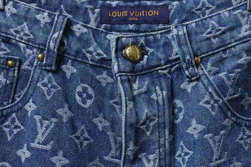 LOUIS VUITTON Allover Print Denim Shorts
