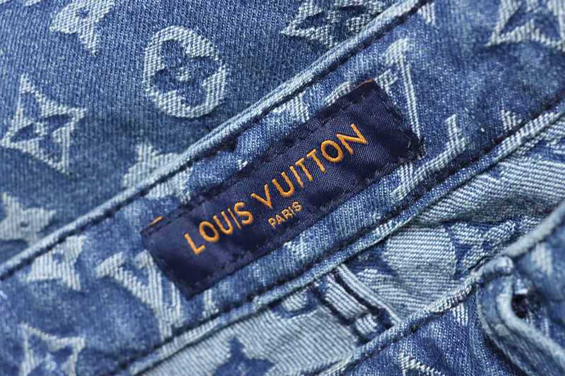 LOUIS VUITTON Allover Print Denim Shorts