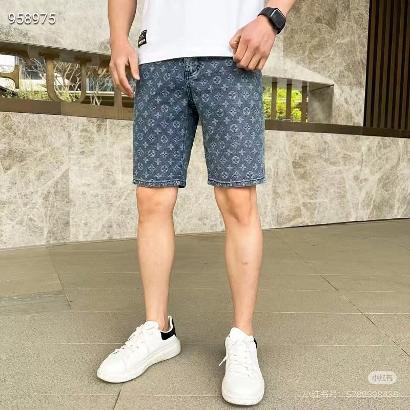 LOUIS VUITTON Allover Print Denim Shorts