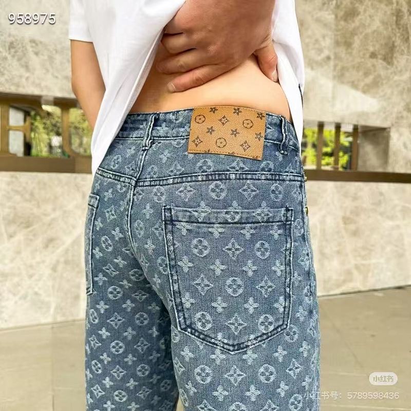 LOUIS VUITTON Allover Print Denim Shorts
