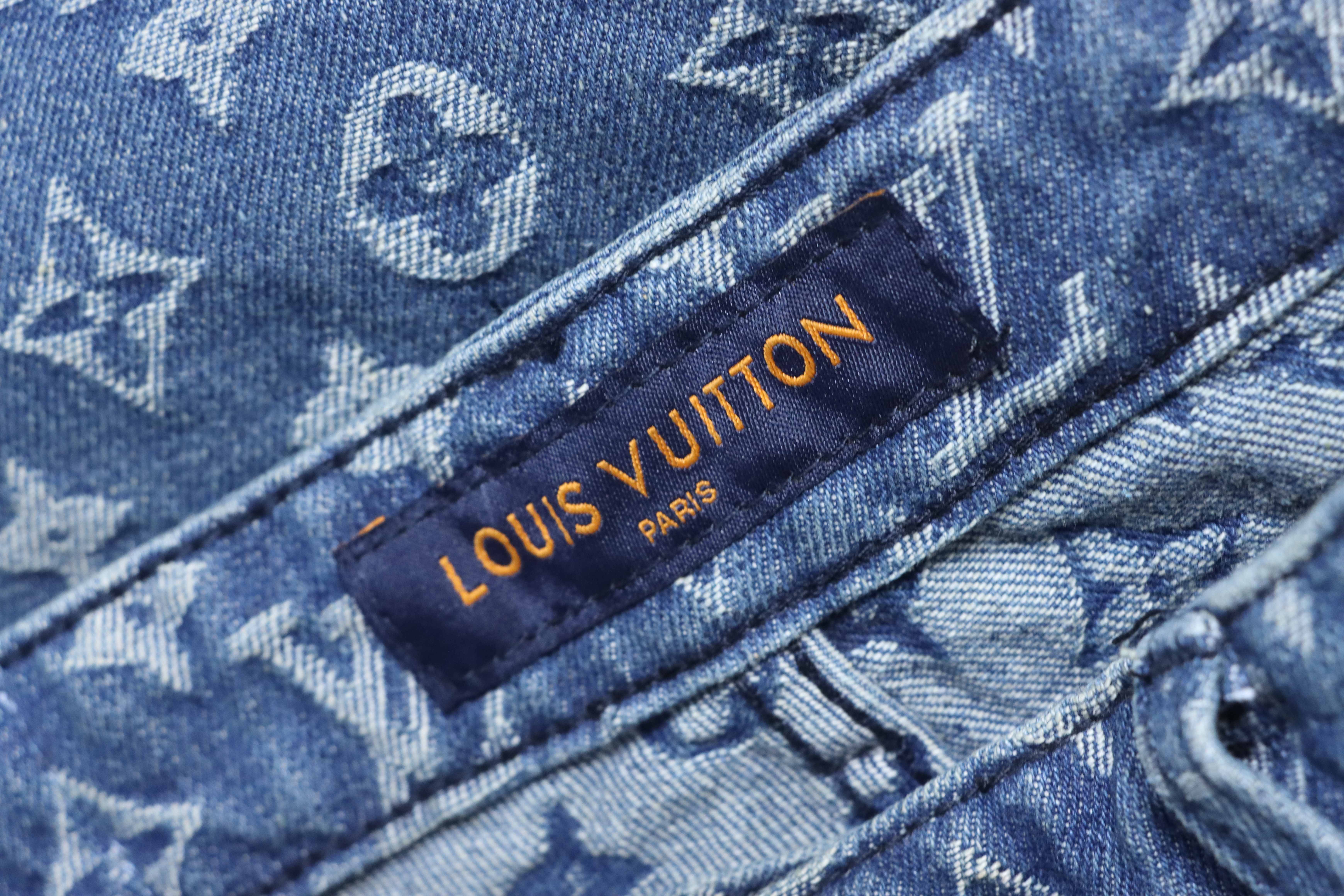 LOUIS VUITTON Allover Print Denim Shorts