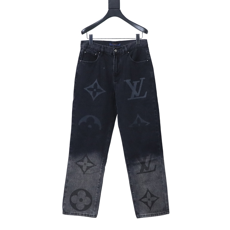 LOUIS VUITTON Allover Print Gradient Denim Logo Short Sleeve T-Shirt
