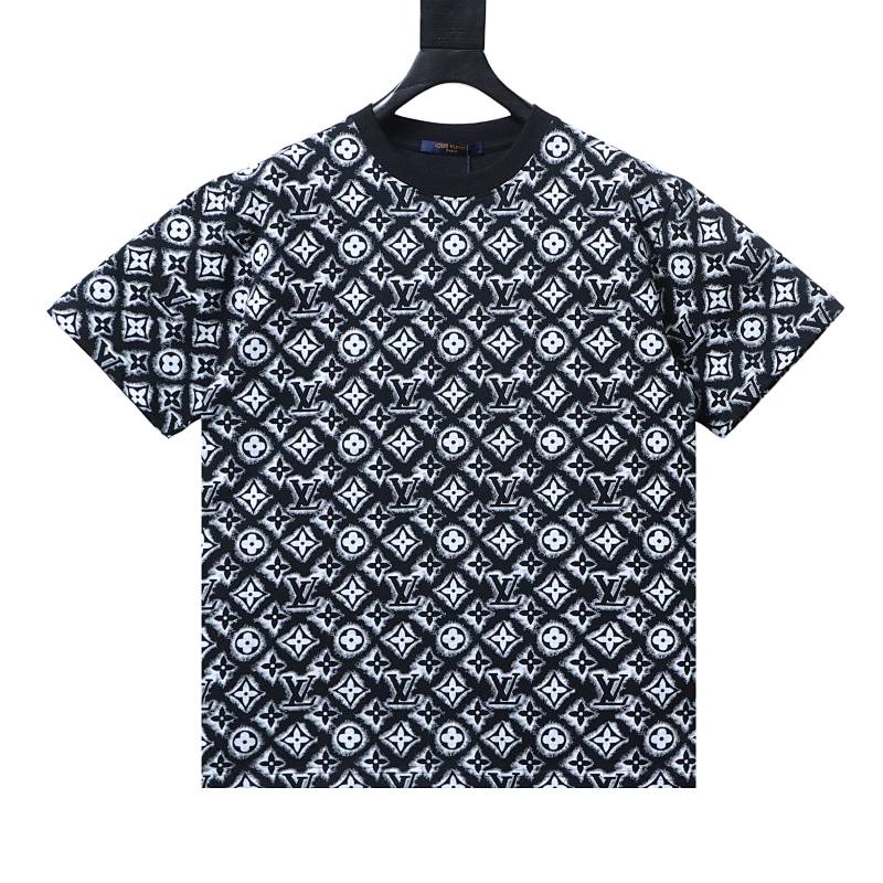 LOUIS VUITTON Allover Print Logo Black White Short Sleeve T-Shirt