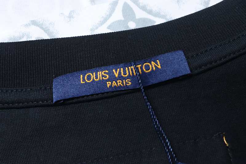 LOUIS VUITTON Allover Print Logo Black White Short Sleeve T-Shirt