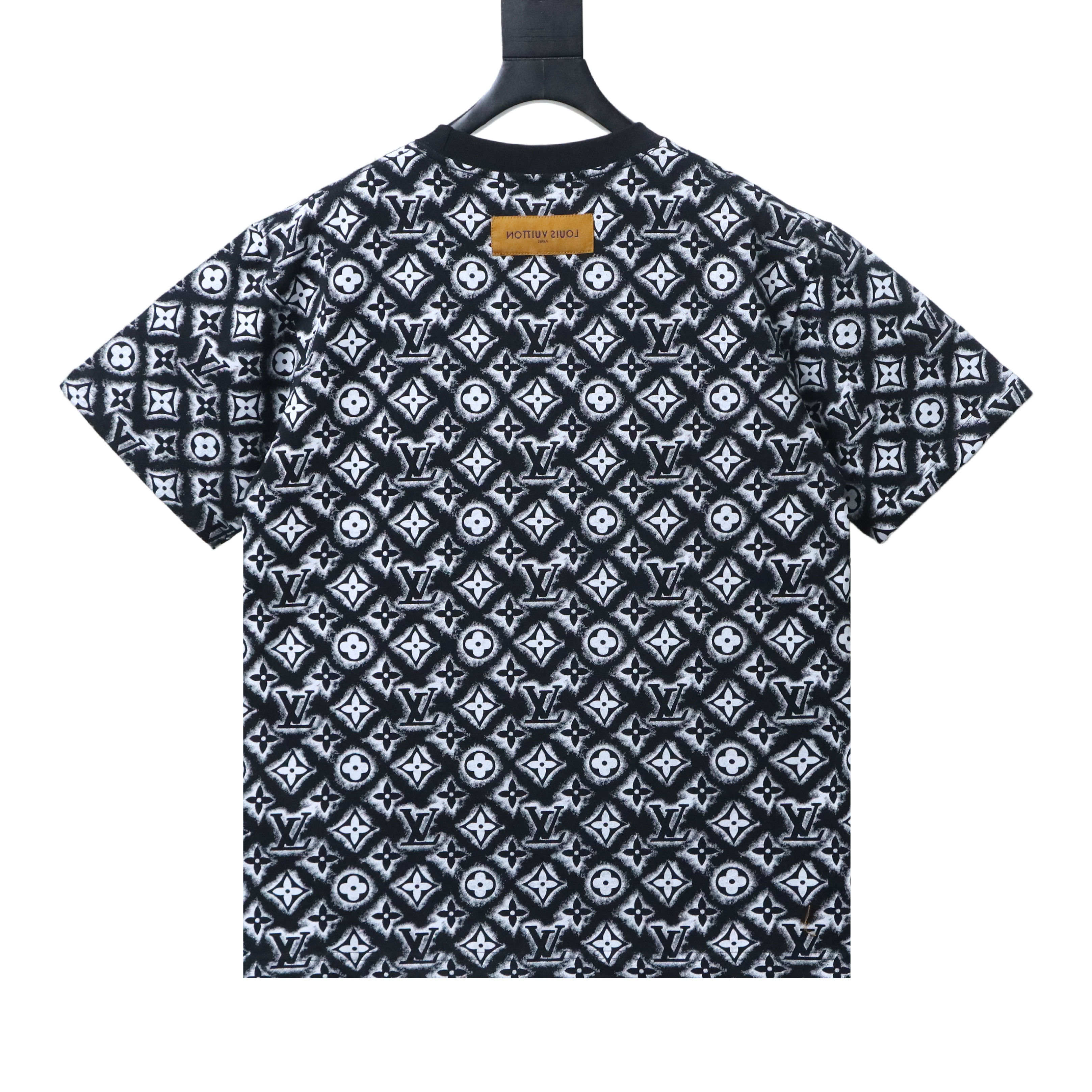 LOUIS VUITTON Allover Print Logo Black White Short Sleeve T-Shirt