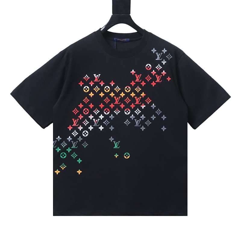 LOUIS VUITTON Allover Print Monogram Print Gradient Black White Short Sleeve T-Shirt