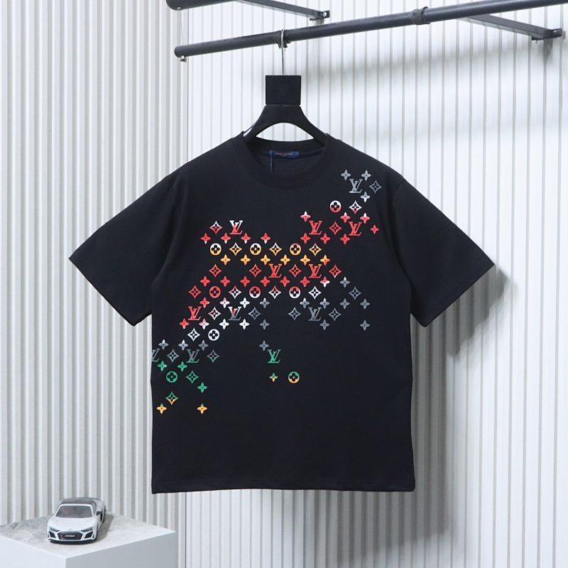 LOUIS VUITTON Allover Print Monogram Print Gradient Black White Short Sleeve T-Shirt