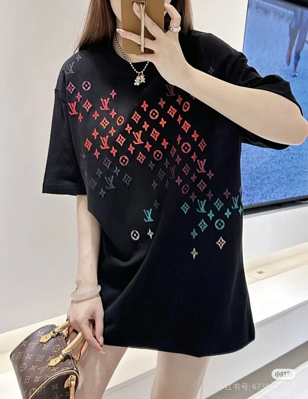 LOUIS VUITTON Allover Print Monogram Print Gradient Black White Short Sleeve T-Shirt
