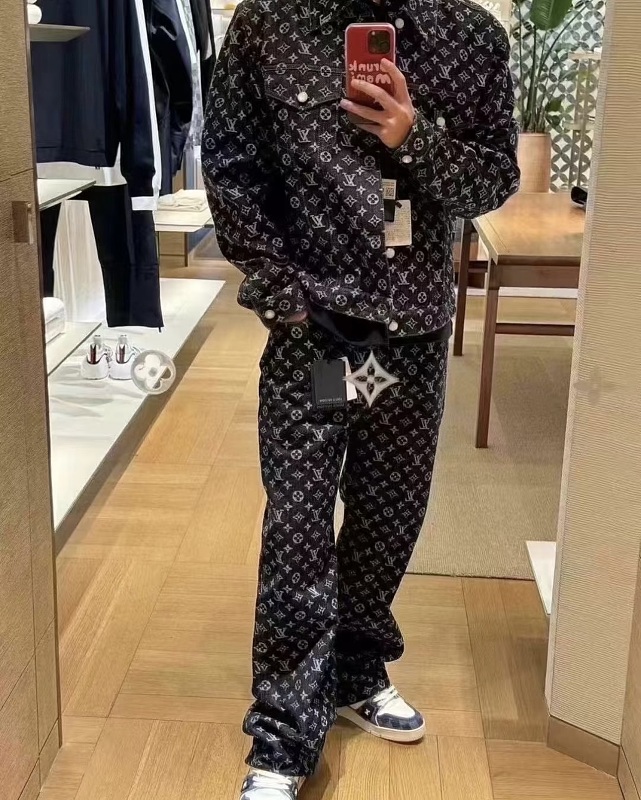 LOUIS VUITTON Allover Print Set Denim Jacket