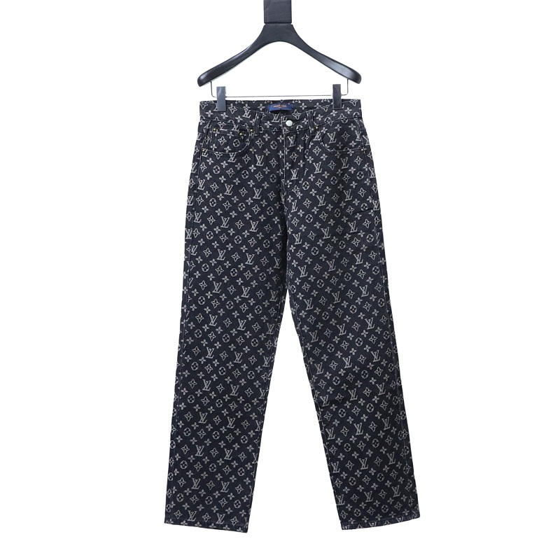 LOUIS VUITTON Allover Print Set Denim Short Sleeve T-Shirt