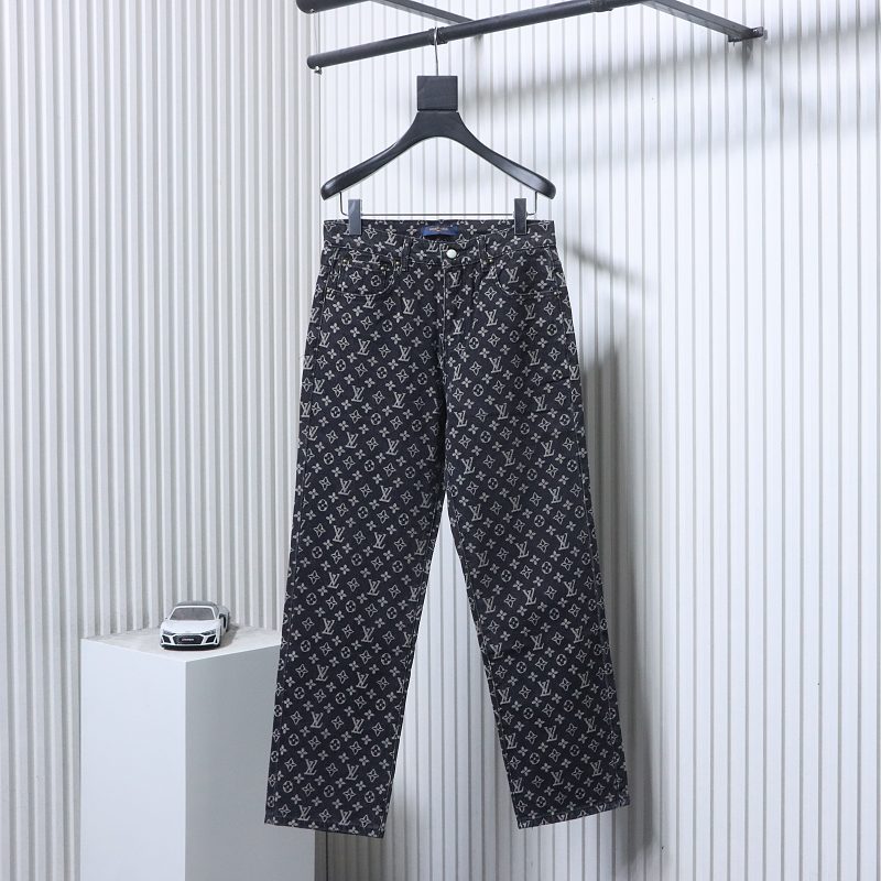 LOUIS VUITTON Allover Print Set Denim Short Sleeve T-Shirt